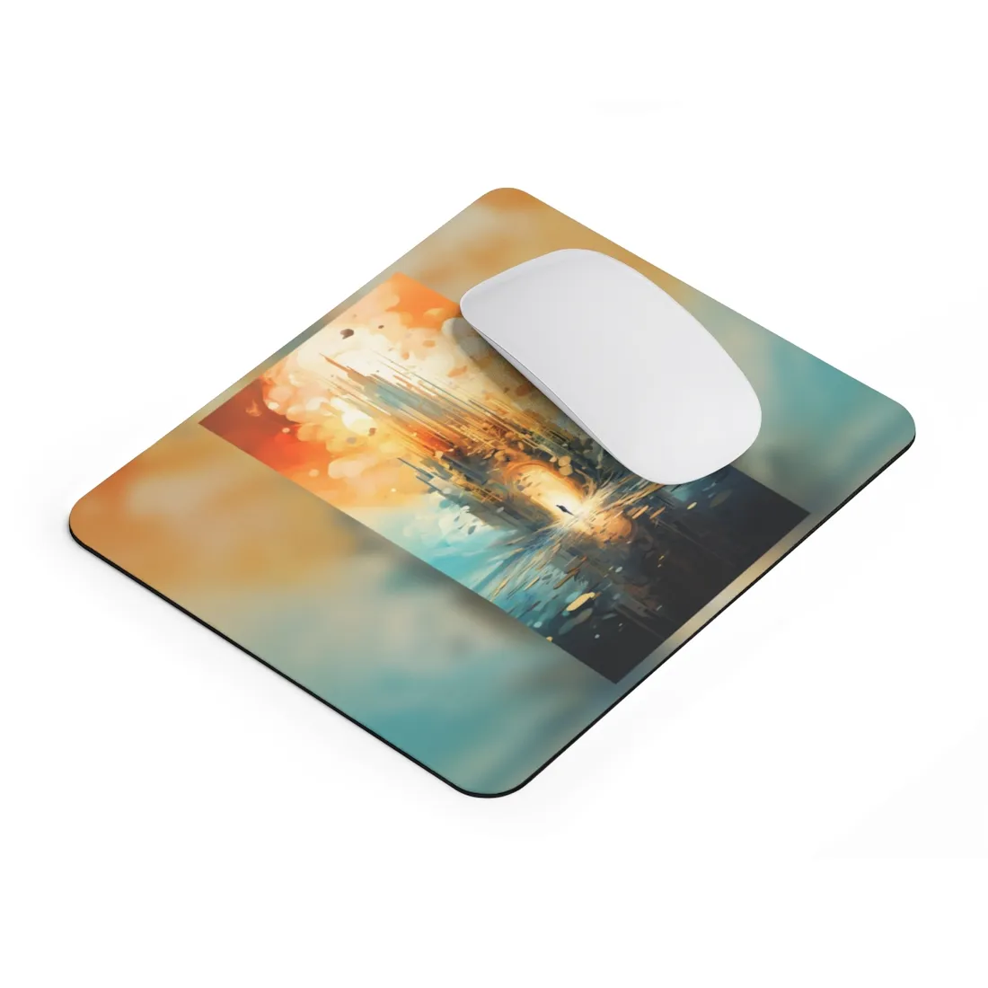 Cyberpunk Dreamscape: Dark Digital Artwork with Luminescent Entity - Mouse Pad