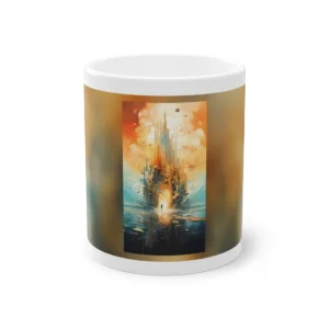 Spired City with Glowing Archway Mug