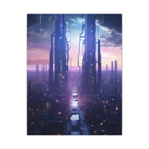 Futuristic City with Twin Towers Canvas Print
