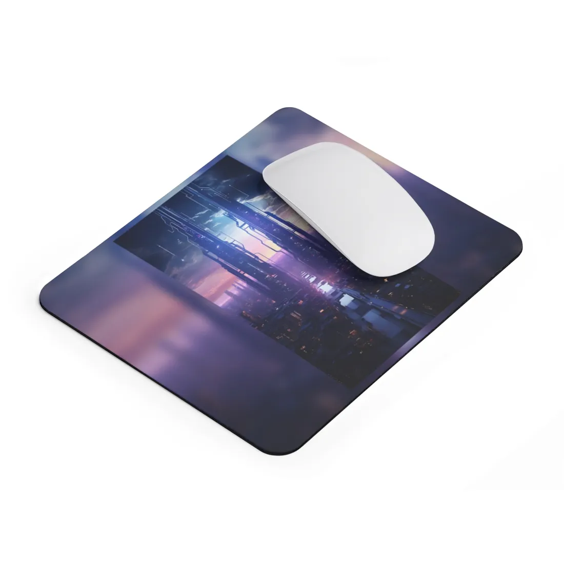 Cyberpunk Dystopia: Dark Cityscape Digital Art - Mouse Pad