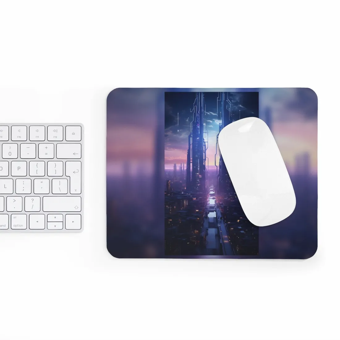 Cyberpunk Dystopia: Dark Cityscape Digital Art - Mouse Pad
