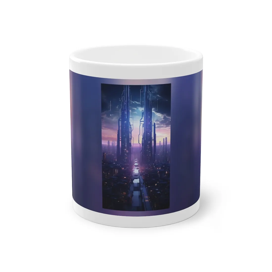 Cyberpunk Dystopia: Dark Cityscape Digital Art - Mug