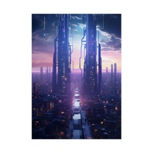 Futuristic City with Twin Towers Poster