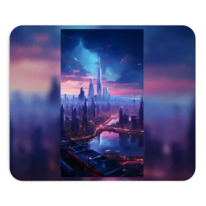 Illuminated Skyscrapers over River Mouse Pad