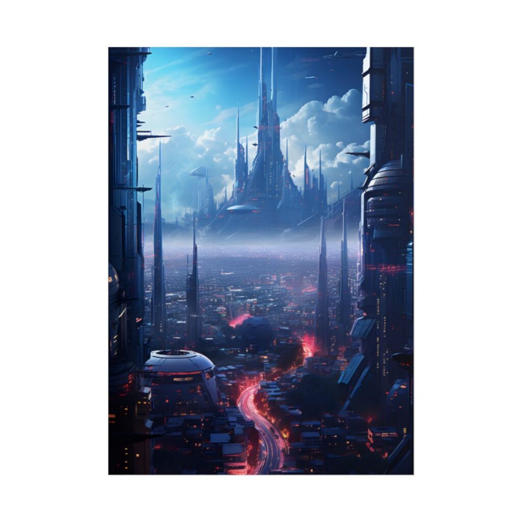 Cyberpunk Dystopia: Neon Cityscape Digital Artwork - Poster