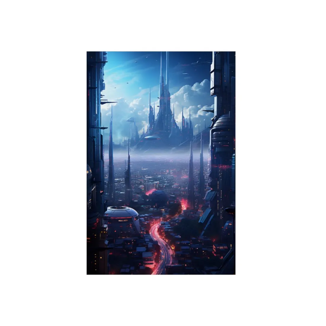 Cyberpunk Dystopia: Neon Cityscape - Metal Poster