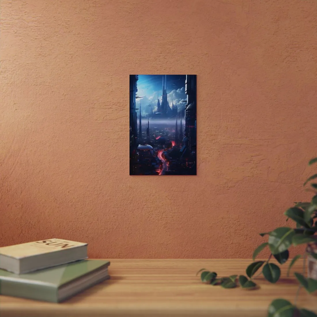 Cyberpunk Dystopia: Neon Cityscape - Metal Poster