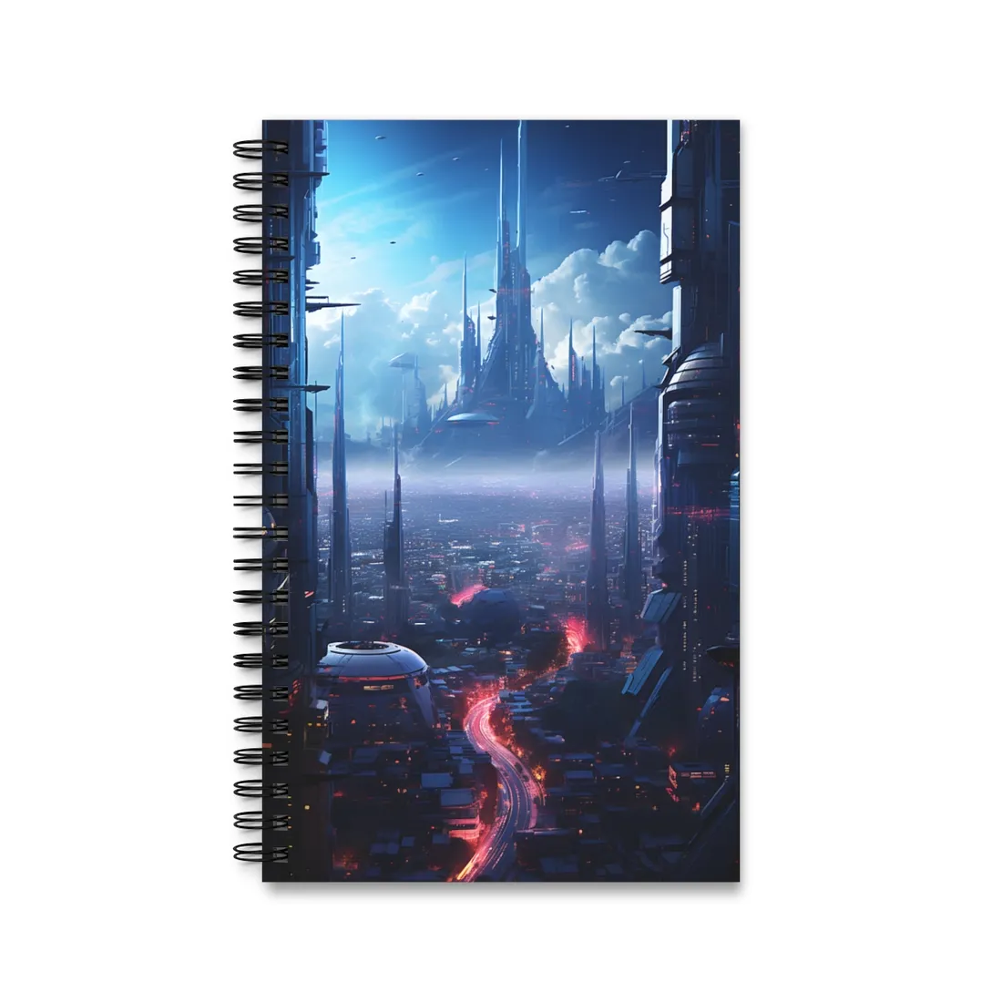Cyberpunk Dystopia: Neon Cityscape - Spiral Notebook