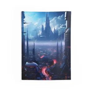Glowing Spires Skyline Wall Tapestry