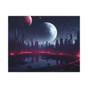 Neon Planet City Canvas Print