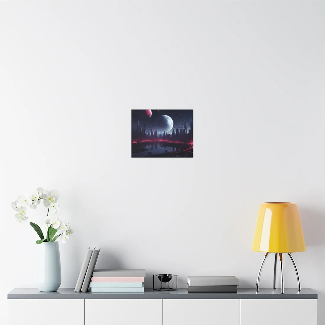Cyberpunk Melancholy: Dark Cityscape at Night - Canvas