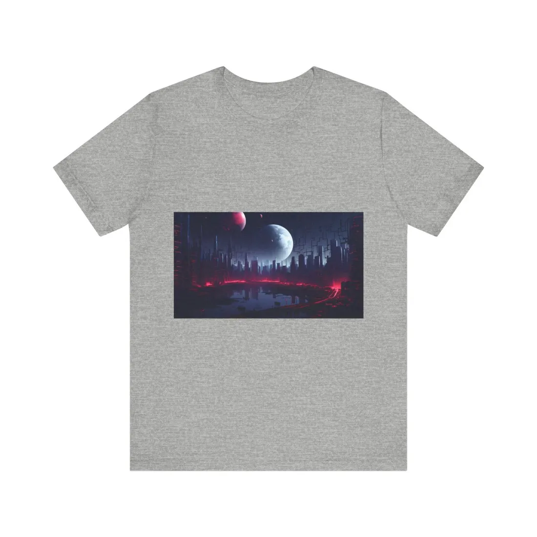 Cyberpunk Melancholy: Dark Cityscape at Night - T-Shirt