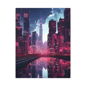 Futuristic City Skyline Reflection Canvas Print