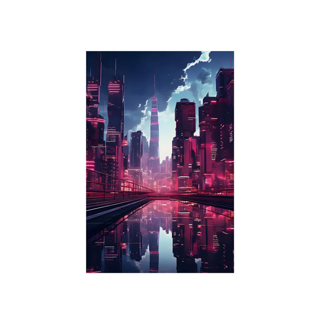 Cyberpunk Night: A City's Quiet Beauty - Metal Poster