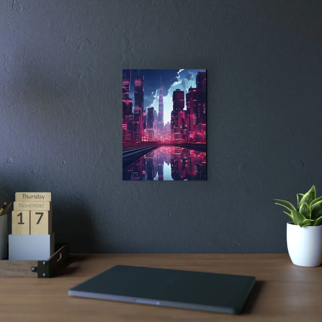 Cyberpunk Night: A City's Quiet Beauty - Metal Poster