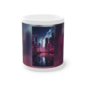 Futuristic City Skyline Reflection Mug