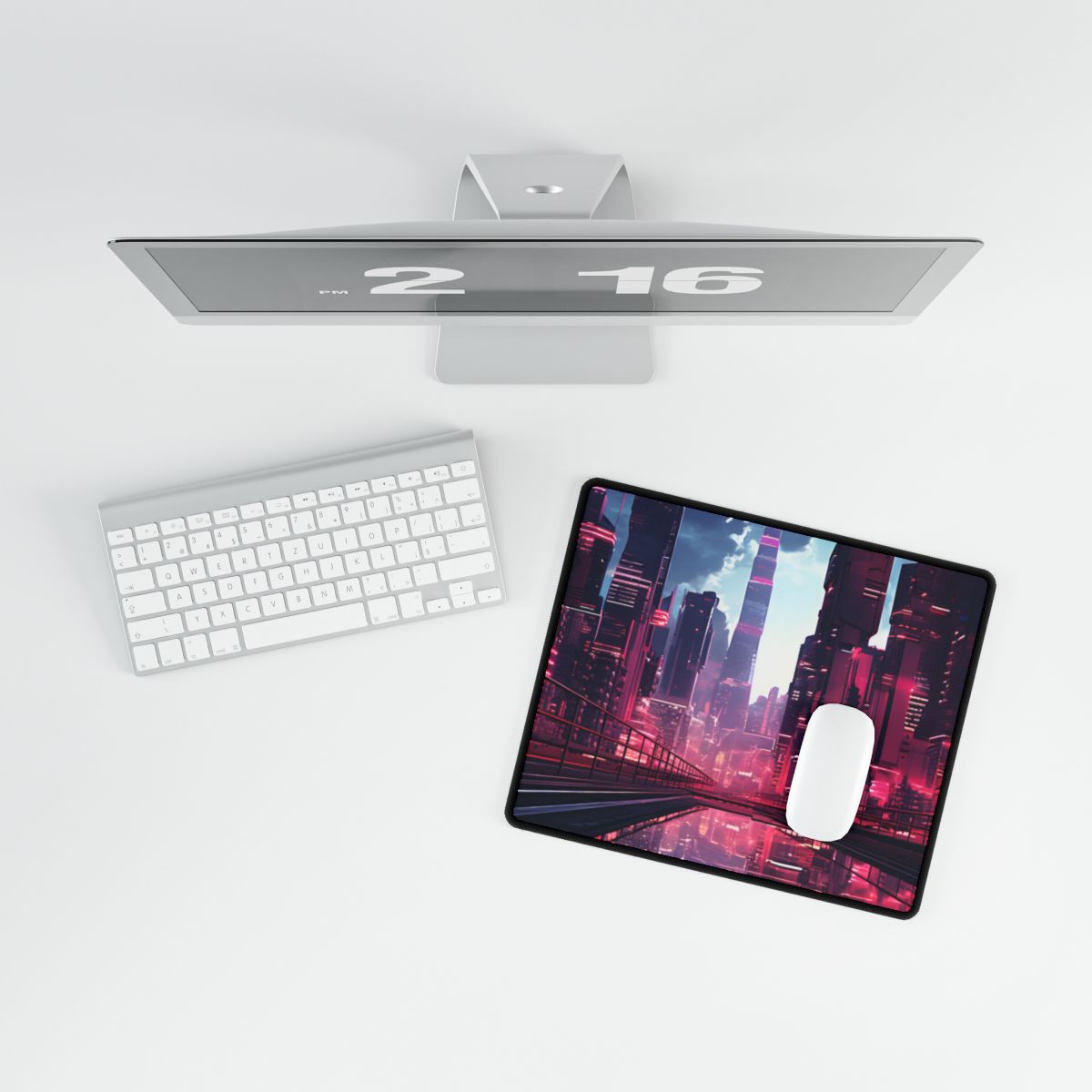 Cyberpunk Night: A City's Quiet Beauty - Desk Mat