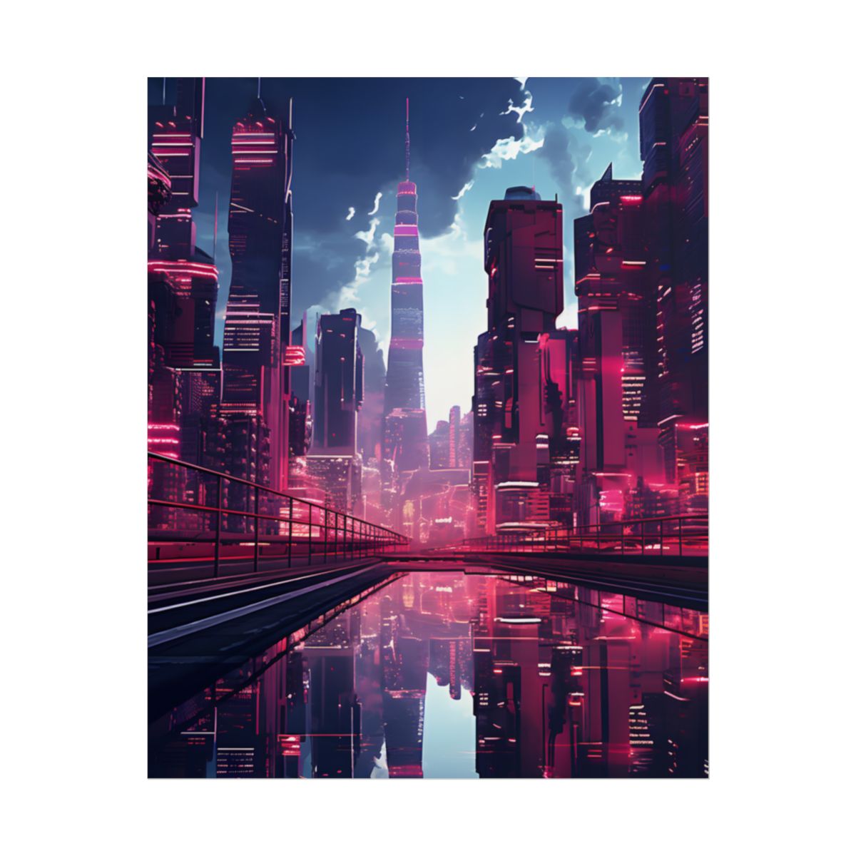 Cyberpunk Night: A City's Quiet Beauty - Poster