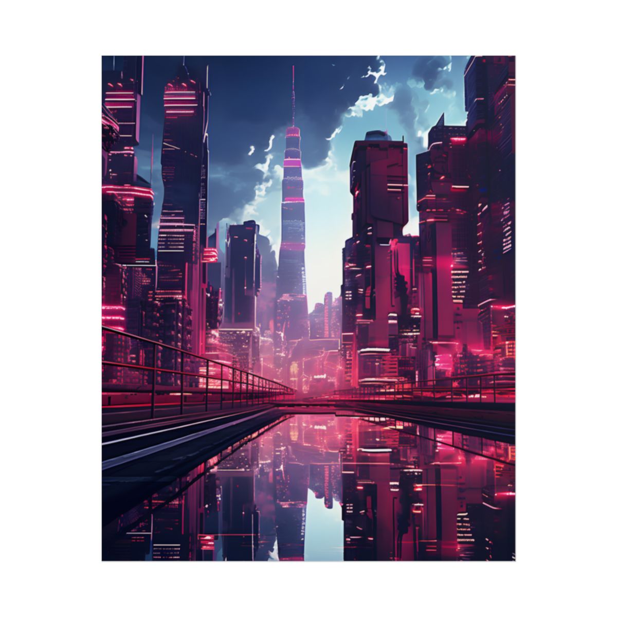 Cyberpunk Night: A City's Quiet Beauty - Poster