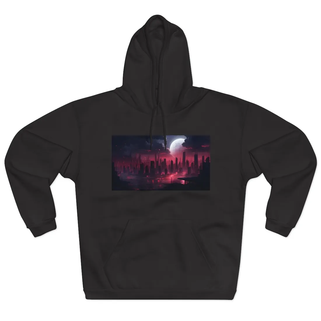 Cyberpunk Night: Burning Cityscape Digital Art - Hoodie