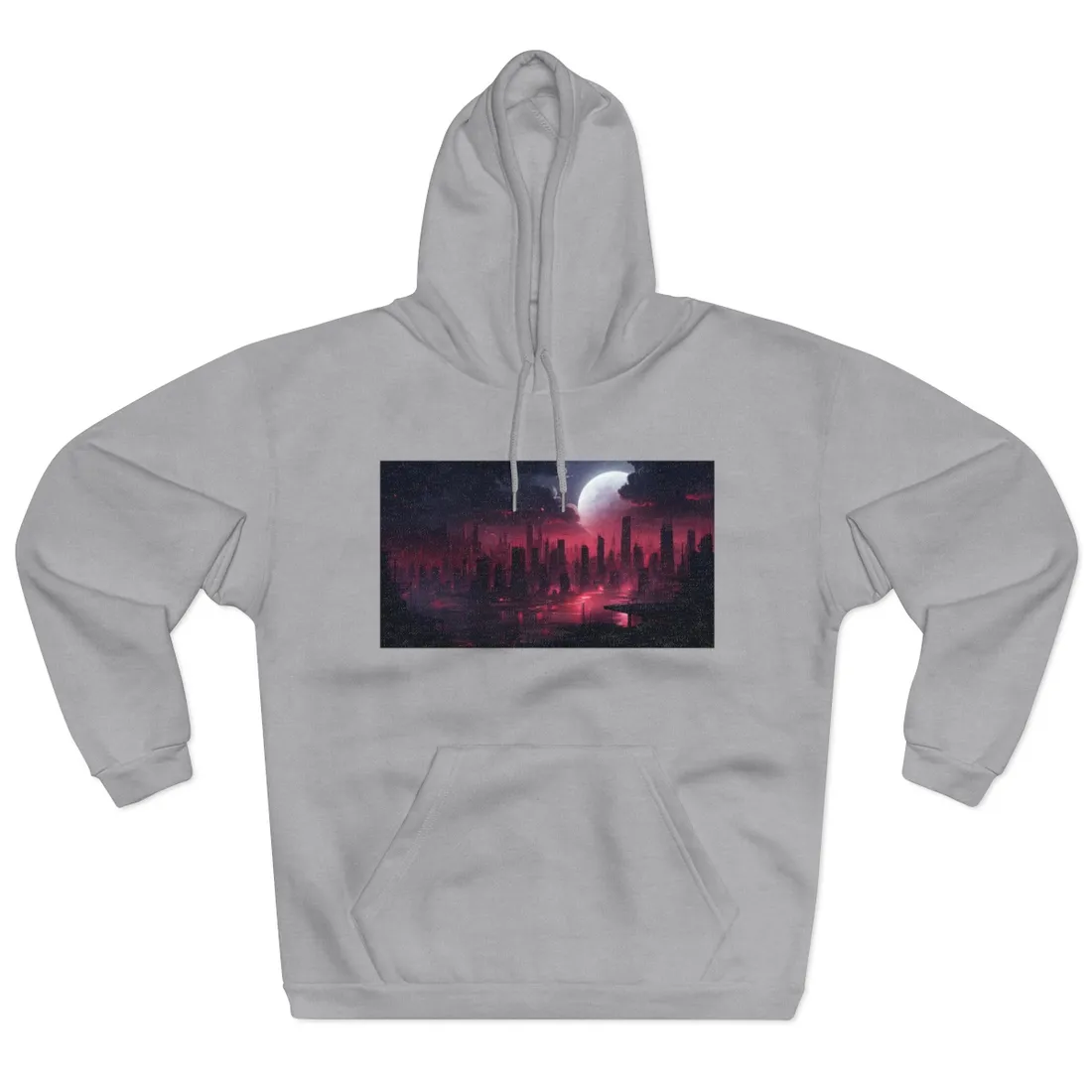 Cyberpunk Night: Burning Cityscape Digital Art - Hoodie