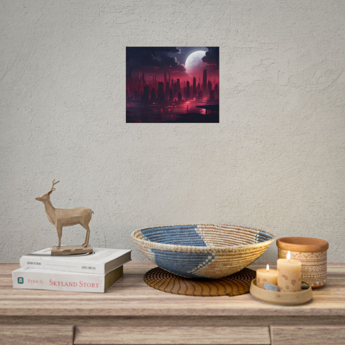 Cyberpunk Night: Burning Cityscape Digital Art - Poster