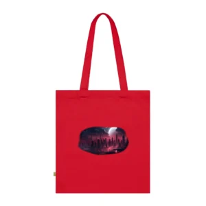 Crimson Moonlit Skyline Tote Bag