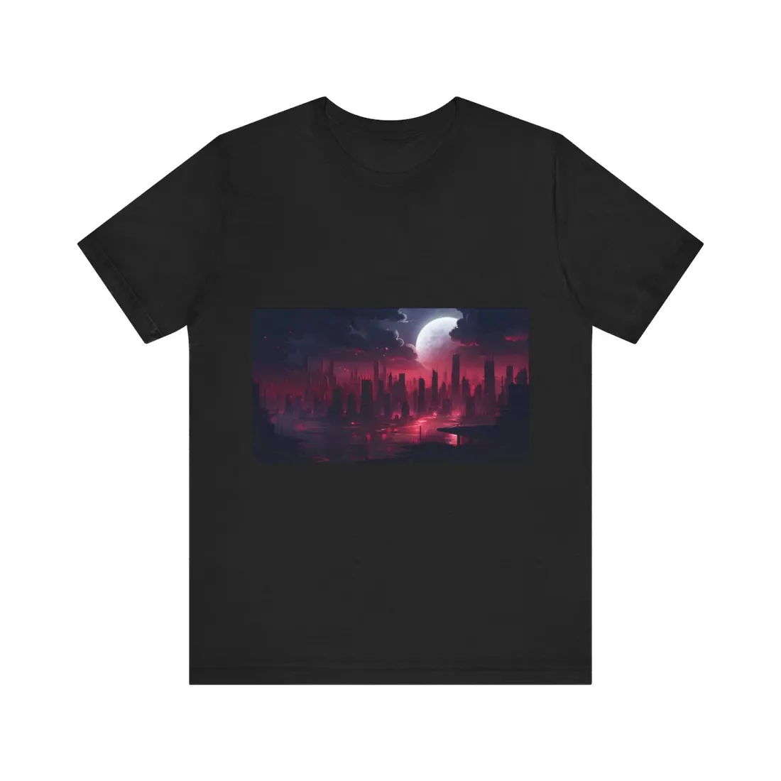 Cyberpunk Night: Burning Cityscape Digital Art - T-Shirt