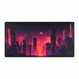 Night City Skyline Desk Mat
