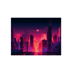 Night City Skyline Metal Poster