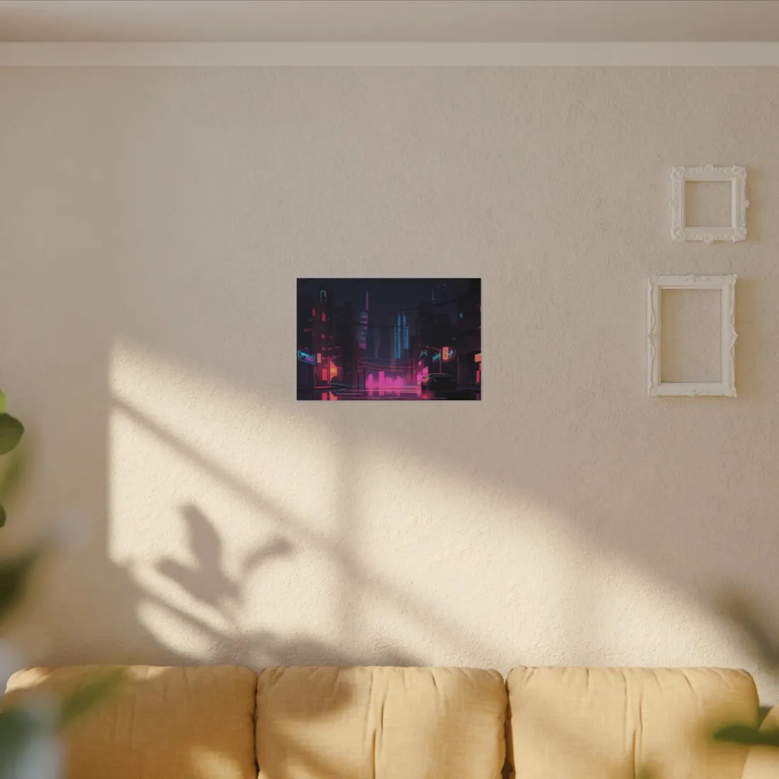 Cyberpunk Night City: Melancholic Urban Landscape - Canvas