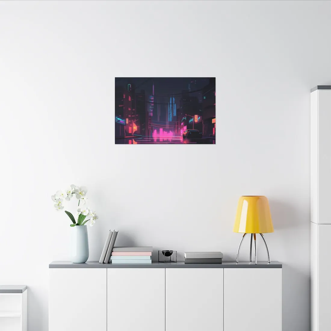 Cyberpunk Night City: Melancholic Urban Landscape - Canvas