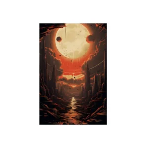 Ruined City Moonrise Metal Poster