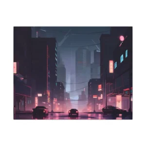 Night Street with Neon Signs Canvas Print