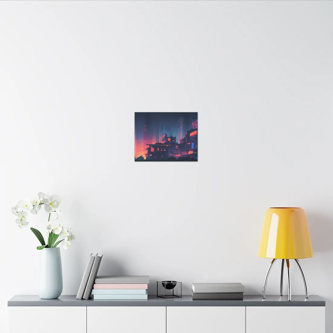 Cyberpunk Night: Melancholic Cityscape Digital Art - Canvas