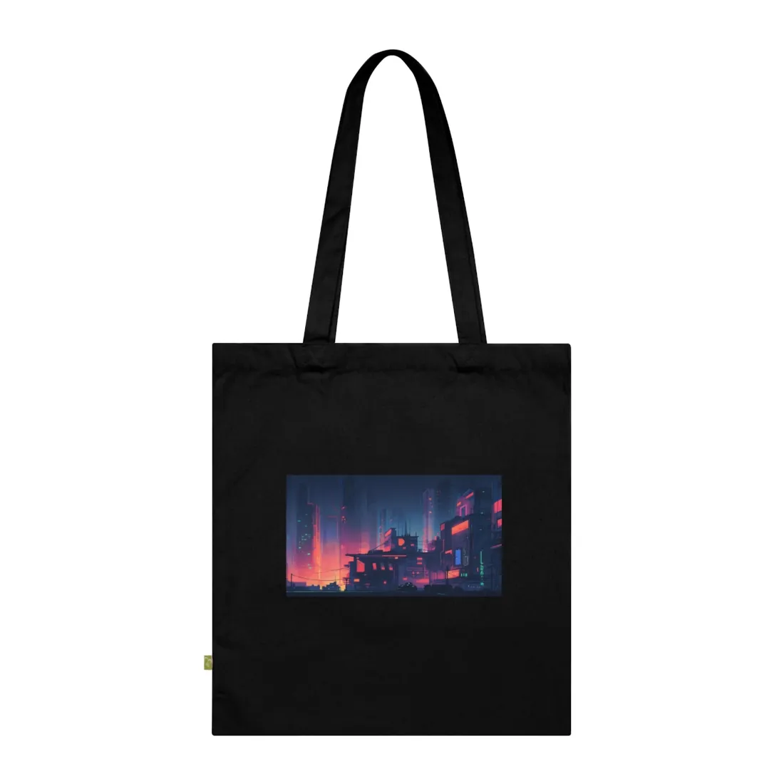 Cyberpunk Night: Melancholic Cityscape Digital Art - Tote Bag