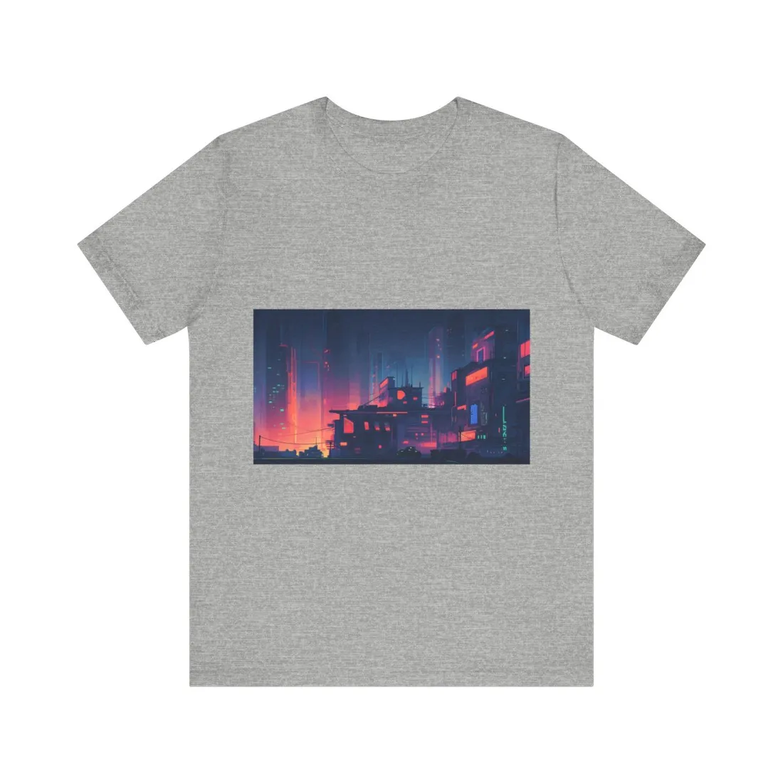 Cyberpunk Night: Melancholic Cityscape Digital Art - T-Shirt