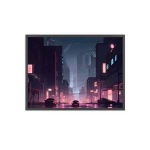 Night Street with Neon Signs Framed Poster