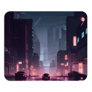 Night Street with Neon Signs Mouse Pad