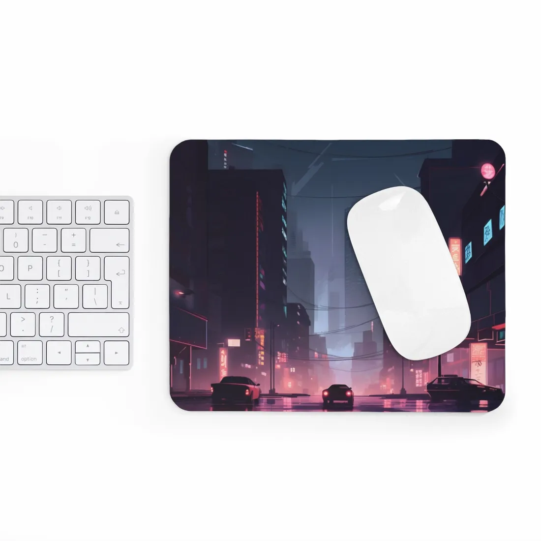 Cyberpunk Night: Melancholic Cityscape - Mouse Pad