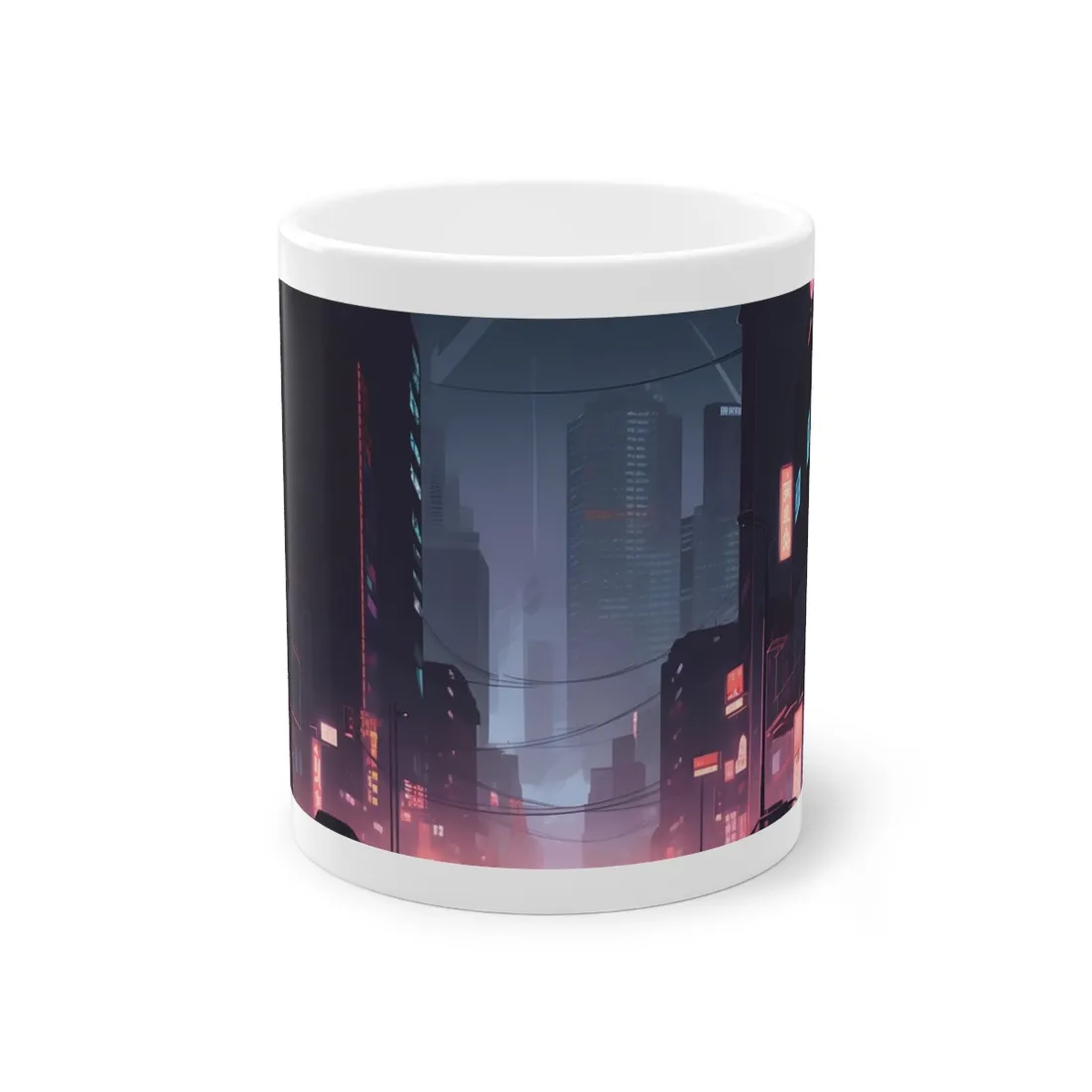 Cyberpunk Night: Melancholic Cityscape - Mug