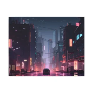 Neon Night Street Canvas Print