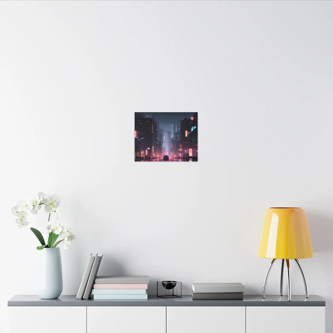 Cyberpunk Night: Melancholic Urban Landscape - Canvas