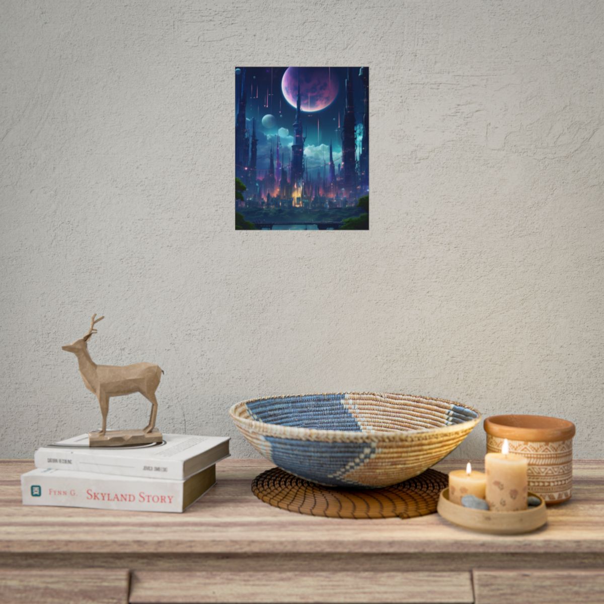 Cyberpunk Night: Melancholic Urban Landscape Digital Artwork - Poster
