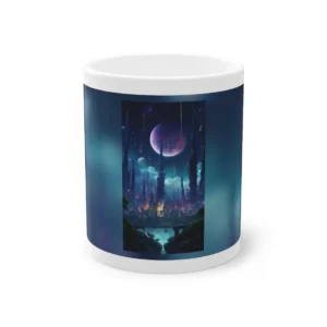 Futuristic City Under Pink Moon Mug