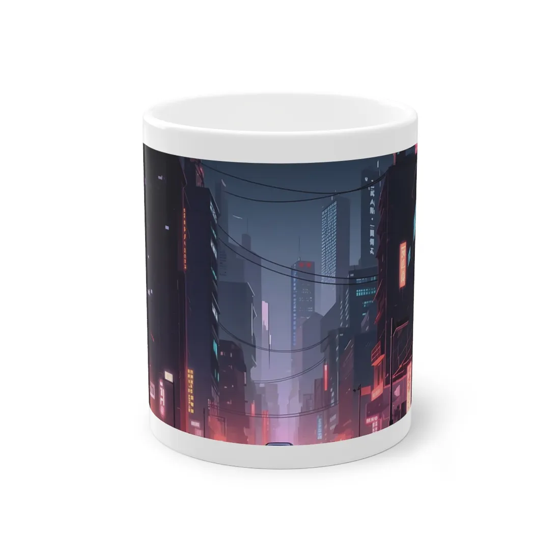 Cyberpunk Night: Melancholic Urban Landscape - Mug