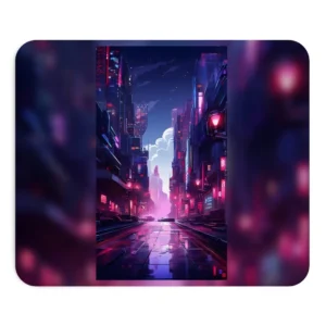 Cyberpunk City Street Reflection Mouse Pad