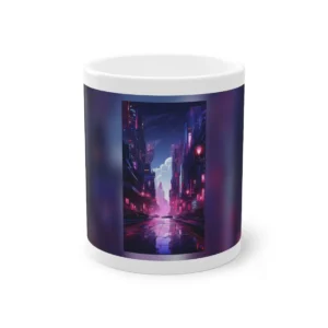 Cyberpunk City Street Reflection Mug