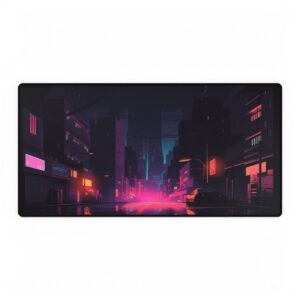 Neon Night City Street Desk Mat