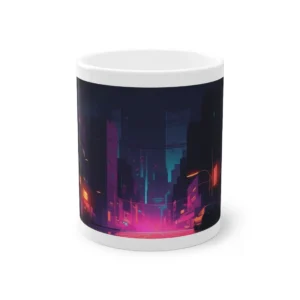 Neon Night City Street Mug